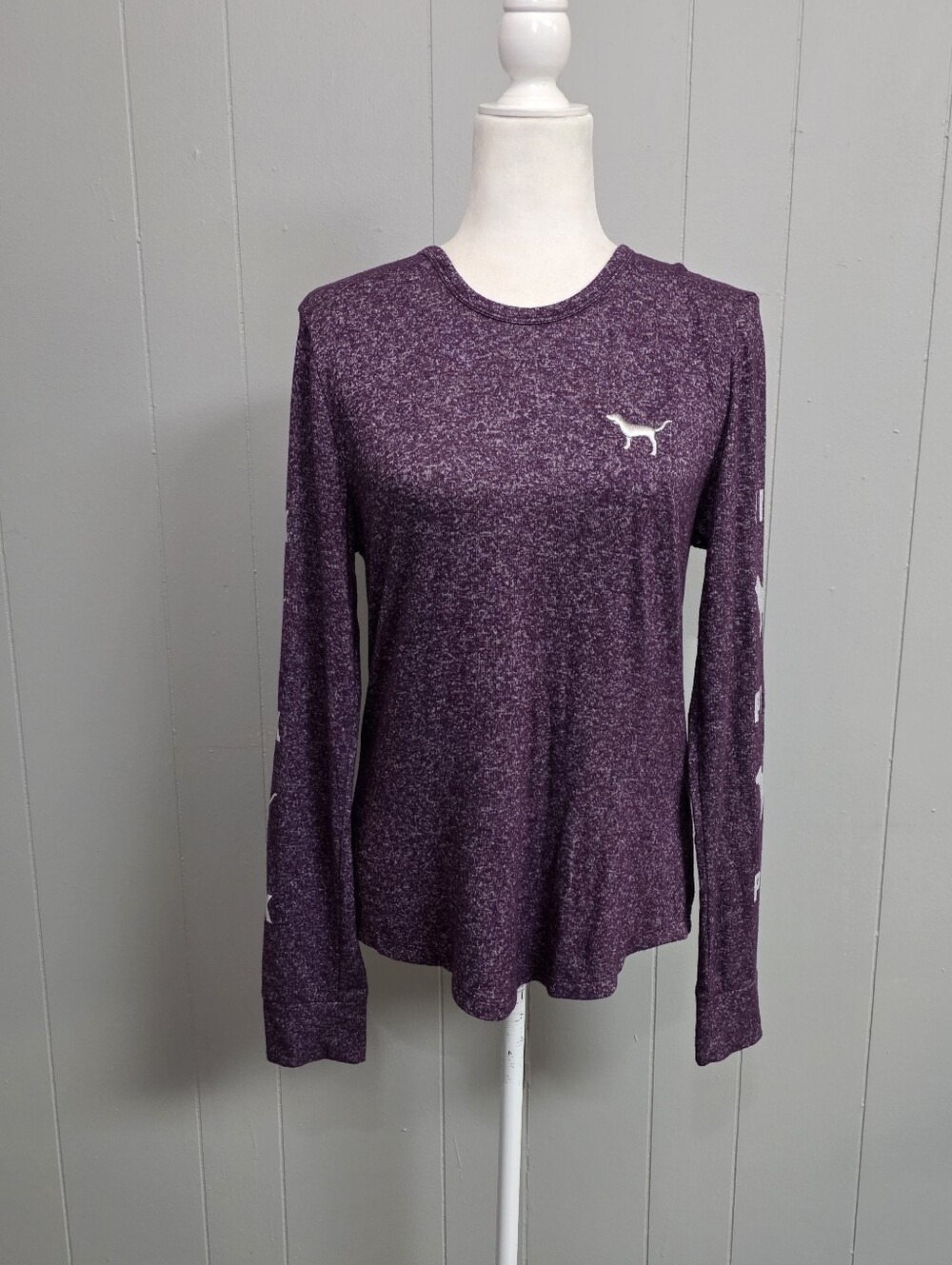 Victoria Secret Pink Sleepwear Purple Logo Long Sleeve Top Size L